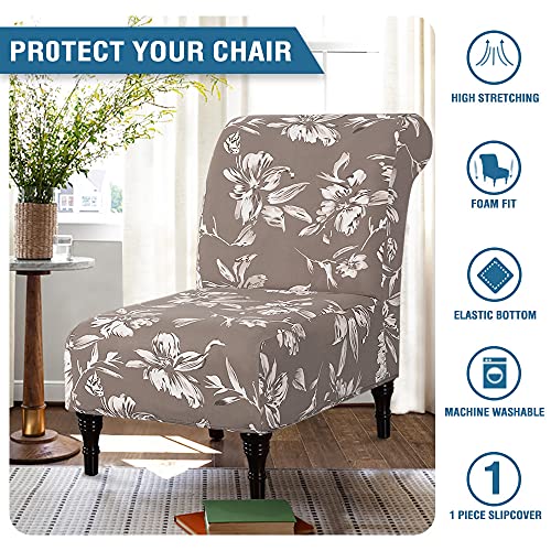 Armless Chair Slipcover High Stretch Accent Chair Cover Removable Chair Cover for Living Room Modern Furniture Protector with Elastic Bottom Thick Bouncy Modern Style, Machine Washable, Taupe