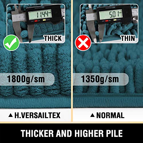 Bathroom Rugs Bath Mats for Bathroom Non Slip Luxury Chenille Bathroom Rugs Extra Soft Absorbent Shaggy Bathroom Mat Rugs Washable Fast Dry Bathroom Rugs Sets 2 Piece (Dark Teal, 24" x 36"/20" x 32")