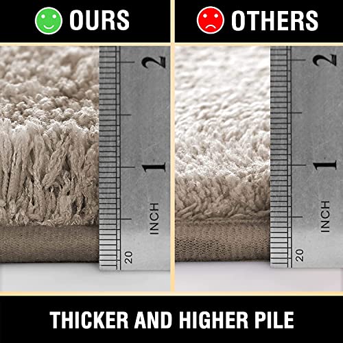 H.VERSAILTEX Toilet Rug Toilet Mats for Bathroom Curved Bath Mat Non Slip Corner Bath Rug Carpet for Toilet Extra Soft Thick Absorbent Contour Toilet Mat Washable, 20 x 38.5 inch - Taupe