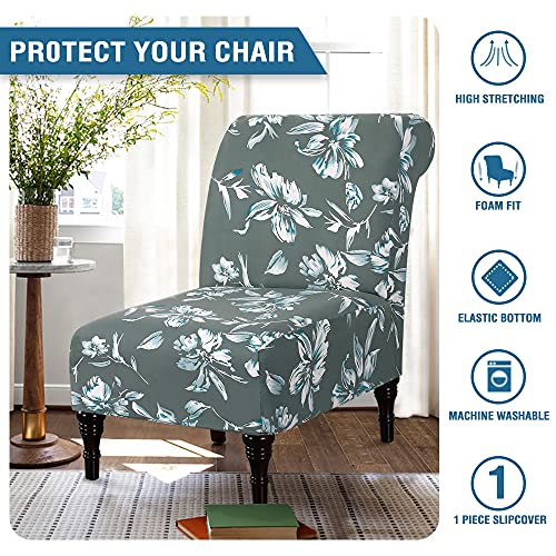 Armless Chair Slipcover High Stretch Accent Chair Cover Removable Chair Cover for Living Room Modern Furniture Protector with Elastic Bottom Thick Bouncy Modern Style, Machine Washable, Green