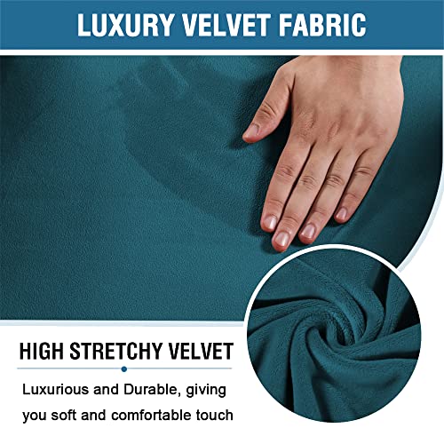 2 Piece Velvet Gaming Chair Covers Stretchable Game Chair Cover Protector Computer Chair Cover Computer Reclining Racing Ruffled Gamer Chair Protector Rotating Armchair Covers (Deep Teal)