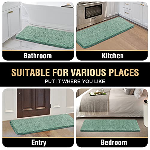 Bathroom Rug Tufted Bath Rug Bath Mat Non Slip Runner Rug 47" x 17" Extra Soft Thick Absorbent Shaggy Kitchen Rug Indoor Mat Washable Microfiber Bath Mat for Bathroom Living Room Fast Dry - Aqua