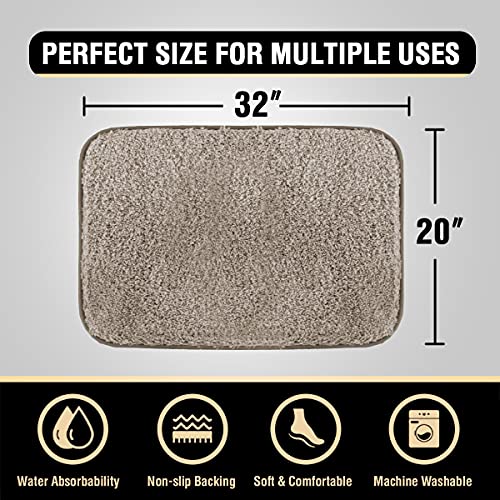 Bathroom Rug Tufted Bath Rug Bath Mat Non Slip Area Rug 20" x 32" Extra Soft Thick Absorbent Shaggy Kitchen Rug Indoor Mat Washable Microfiber Bath Mat for Bathroom Living Room Fast Dry - Taupe