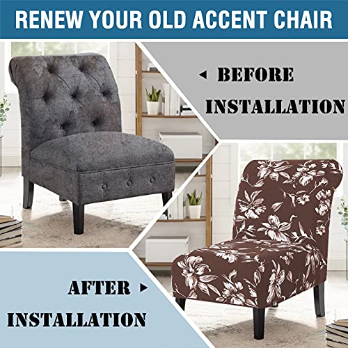 Armless Chair Slipcover High Stretch Accent Chair Cover Removable Chair Cover for Living Room Modern Furniture Protector with Elastic Bottom Thick Bouncy Modern Style, Machine Washable, Chocolate