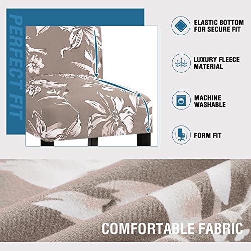 H.VERSAILTEX Stretch Bar Stool Cover Set of 4 Pub Counter Stool Chair Slipcover for Dining Room Cafe Height Side Chairs Feature Modern Floral Printed Design, Taupe