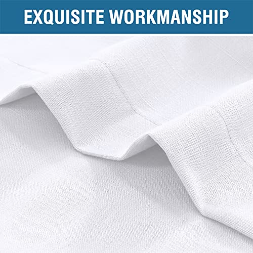 White Outdoor Curtain for Patio Waterproof Linen Look Heavy Duty Indoor/Outdoor Solid Rustproof Grommet Curtain Thermal Insulated Sunlight Block Drape for Gazebo/Porch, 52”W X 84”L,1 Panel