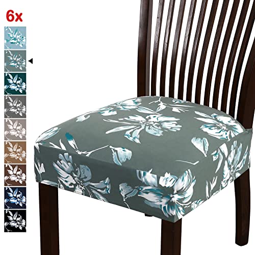 Chair Cover for Dining Room High Stretch Chair Seat Cover Removable Chair Seat Cushion Slipcovers Washable Kitchen Chair Cover Feature Soft Thick Bouncy Modern Style ( Green, Set of 6 )