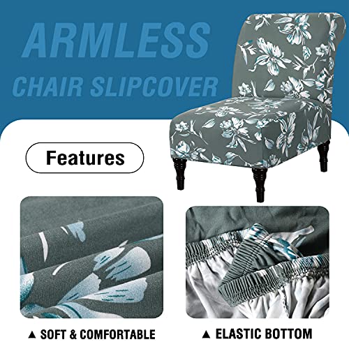 Armless Chair Slipcover High Stretch Accent Chair Cover Removable Chair Cover for Living Room Modern Furniture Protector with Elastic Bottom Thick Bouncy Modern Style, Machine Washable, Green