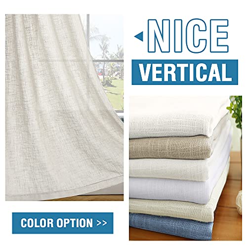 Linen Curtains Natural Linen Blended Curtains for Living Room Burlap Linen Textured Curtains Tab Top Curtains Elegant Energy Efficient Light Filtering Curtains (Set of 2, 52" x 108", Off White)