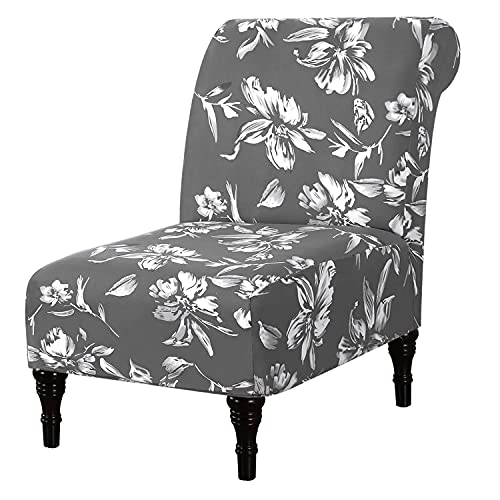 Armless Chair Slipcover High Stretch Accent Chair Cover Removable Chair Cover for Living Room Modern Furniture Protector with Elastic Bottom Thick Bouncy Modern Style, Machine Washable, Grey