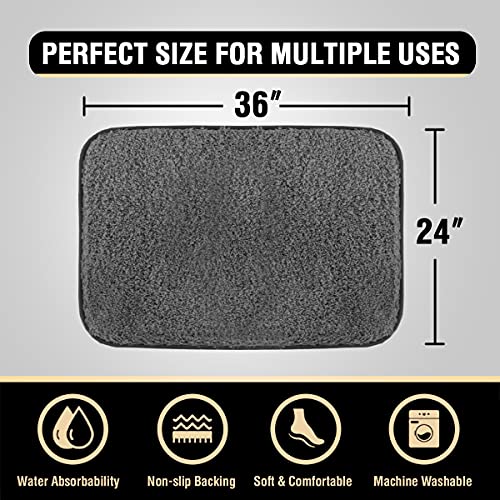 Bathroom Rug Tufted Bath Rug Bath Mat Non Slip Area Rug 24" x 36" Extra Soft Thick Absorbent Shaggy Kitchen Rug Indoor Mat Washable Microfiber Bath Mat for Bathroom Living Room Fast Dry - Grey