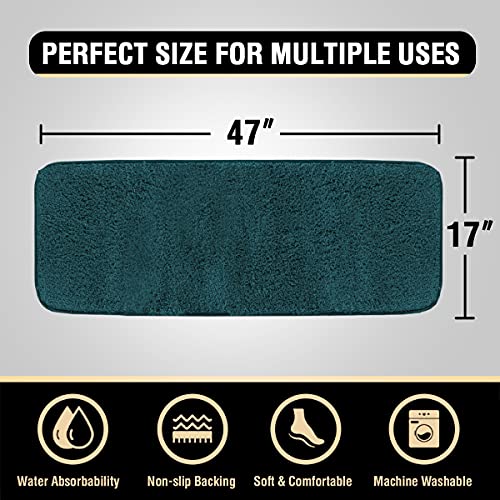 Bathroom Rug Tufted Bath Rug Bath Mat Non Slip Runner Rug 47" x 17" Extra Soft Thick Absorbent Shaggy Kitchen Rug Indoor Mat Washable Microfiber Bath Mat for Bathroom Living Room Fast Dry - Dark Teal