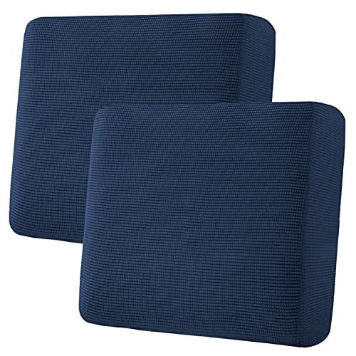H.VERSAILTEX Super Stretch Individual Seat Cushion Covers Sofa Covers Couch Cushion Covers Slipcovers Featuring Thick Jacquard Textured Twill Fabric (2 Piece Large Sofa Cushion Covers, Navy)