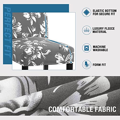 H.VERSAILTEX Stretch Bar Stool Cover Set of 6 Pub Counter Stool Chair Slipcover for Dining Room Cafe Height Side Chairs Feature Modern Floral Printed Design, Grey