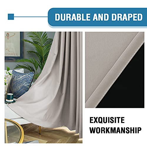 H.VERSAILTEX 100% Blackout Curtains for Bedroom Thermal Insulated Curtains & Drapes Blackout Curtains 108 Inches Long Rod Pocket Curtains for Living Room with Black Liner 2 Panels Set, Warm Taupe