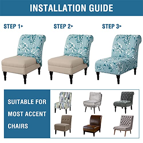 Armless Chair Slipcover High Stretch Accent Chair Cover Removable Chair Cover for Living Room Modern Furniture Protector with Elastic Bottom Thick Bouncy Modern Style, Machine Washable, Aqua