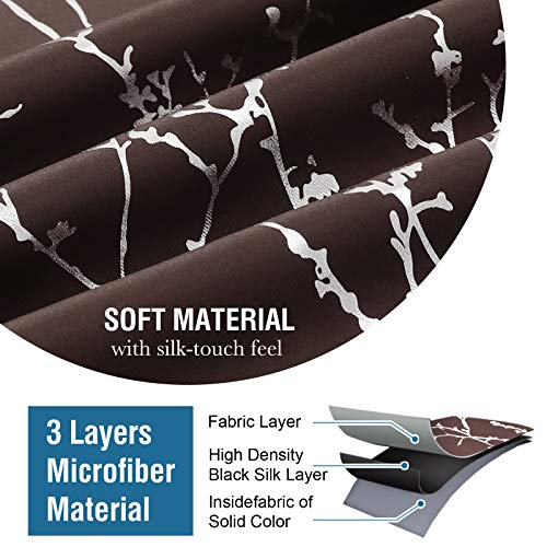 H.VERSAILTEX Blackout Curtains for Bedroom Foil Print Twig Tree Branch Thermal Insulated Grommet Curtain Drapes Light Blocking Thick Soft Window Curtains for Living 52 x 54 Inch Brown 2 Panels