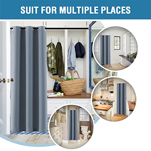 Doorway Curtain Blackout Closet Door Curtain Room Divider Window Treatment Curtain for Bedroom Thermal Insulated Privacy Drape Soundproof Grommet Door Curtain, 42 x 80 inches, 1 Panel, Stone Blue