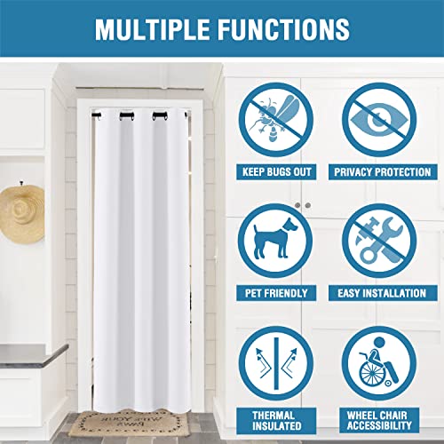 Doorway Curtain Blackout Closet Door Curtain Room Divider Window Treatment Curtain for Bedroom Thermal Insulated Privacy Drape Soundproof Grommet Door Curtain, 42 x 80 inches, 1 Panel, White