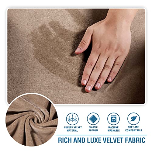 Chaise Lounge Cover Velvet Chaise Lounge Couch Cover High Stretch Chaise Lounge Slipcover Luxury Lounge Chair Cover for Living Room Soft Furniture Protector for Dog, Machine Washable, Camel