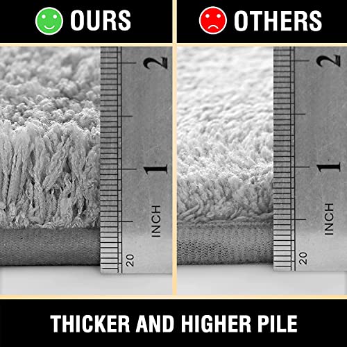 H.VERSAILTEX Toilet Rug Toilet Mats for Bathroom Curved Bath Mat Non Slip Corner Bath Rug Carpet for Toilet Extra Soft Thick Absorbent Contour Toilet Mat Washable, 20 x 38.5 inch - Dove Gray