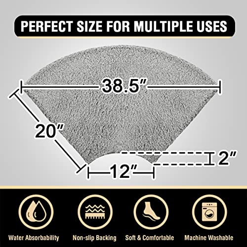 H.VERSAILTEX Toilet Rug Toilet Mats for Bathroom Curved Bath Mat Non Slip Corner Bath Rug Carpet for Toilet Extra Soft Thick Absorbent Contour Toilet Mat Washable, 20 x 38.5 inch - Dove Gray