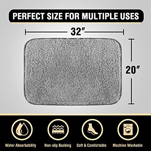 Bathroom Rug Tufted Bath Rug Bath Mat Non Slip Area Rug 20" x 32" Extra Soft Thick Absorbent Shaggy Kitchen Rug Indoor Mat Washable Microfiber Bath Mat for Bathroom Living Room Fast Dry - Dove Gray