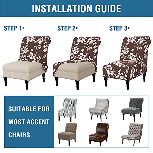Armless Chair Slipcover High Stretch Accent Chair Cover Removable Chair Cover for Living Room Modern Furniture Protector with Elastic Bottom Thick Bouncy Modern Style, Machine Washable, Chocolate