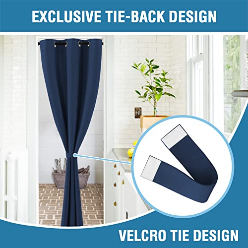 Doorway Curtain Blackout Closet Door Curtain Room Divider Window Treatment Curtain for Bedroom Thermal Insulated Privacy Drape Soundproof Grommet Door Curtain, 42 x 80 inches, 1 Panel, Navy