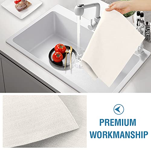 H.VERSAILTEX Linen Placemats Set of 6 Premium Solid Table Placemats for Dining Table Spill-Proof Waterproof Table Mats Heat-Resistant Kitchen Table Mats Washable, 12x18 inches, Ivory