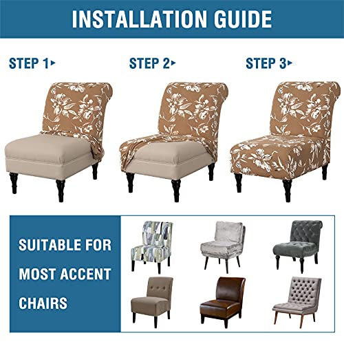 Armless Chair Slipcover High Stretch Accent Chair Cover Removable Chair Cover for Living Room Modern Furniture Protector with Elastic Bottom Thick Bouncy Modern Style, Machine Washable, Camel