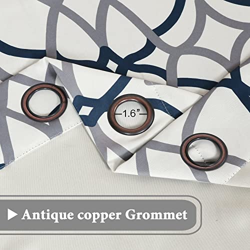 H.VERSAILTEX Blackout Curtains Printed Design 45 Inch Length 2 Panels Set Thermal Insulated Curtains for Bedroom Living Room Geometric Modern Grommet Window Drapes - Grey and Navy
