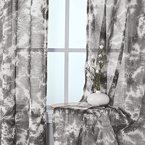 Primebeau Natural Linen Blend Rod Pocket Sheer Curtains 2 Panels
