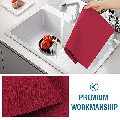 H.VERSAILTEX Linen Placemats Set of 6 Premium Solid Table Placemats for Dining Table Spill-Proof Waterproof Table Mats Heat-Resistant Kitchen Table Mats Washable, 12x18 inches, Cardinal Red