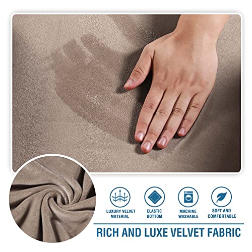 Chaise Lounge Cover Velvet Chaise Lounge Couch Cover High Stretch Chaise Lounge Slipcover Luxury Lounge Chair Cover for Living Room Soft Furniture Protector for Dog, Machine Washable, Taupe