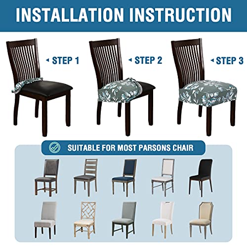 Chair Cover for Dining Room High Stretch Chair Seat Cover Removable Chair Seat Cushion Slipcovers Washable Kitchen Chair Cover Feature Soft Thick Bouncy Modern Style ( Green, Set of 2 )