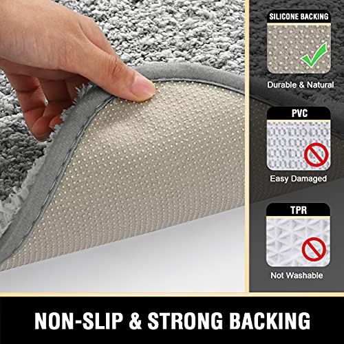 Bathroom Rug Tufted Bath Rug Bath Mat Non Slip Runner Rug 47" x 17" Extra Soft Thick Absorbent Shaggy Kitchen Rug Indoor Mat Washable Microfiber Bath Mat for Bathroom Living Room Fast Dry - Dove Gray