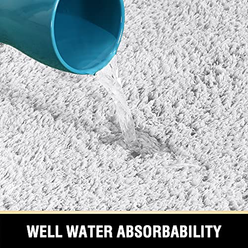 Bathroom Rug Tufted Bath Rug Bath Mat Non Slip Area Rug 20" x 32" Extra Soft Thick Absorbent Shaggy Kitchen Rug Indoor Mat Washable Microfiber Bath Mat for Bathroom Living Room Fast Dry - White