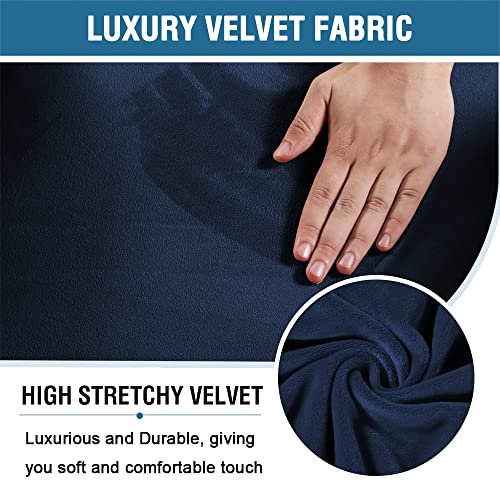 2 Piece Velvet Gaming Chair Covers Stretchable Game Chair Cover Protector Computer Chair Cover Computer Reclining Racing Ruffled Gamer Chair Protector Rotating Armchair Covers Without Chair (Navy)