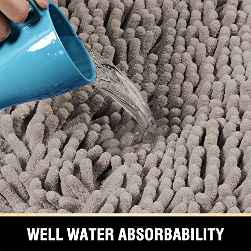 Bathroom Rugs Bath Mats for Bathroom Non Slip Luxury Chenille Bathroom Rugs Extra Soft Absorbent Shaggy Bathroom Mat Rugs Washable Fast Dry Bathroom Rugs Sets 2 Piece (Taupe, 24" x 36"/20" x 32")