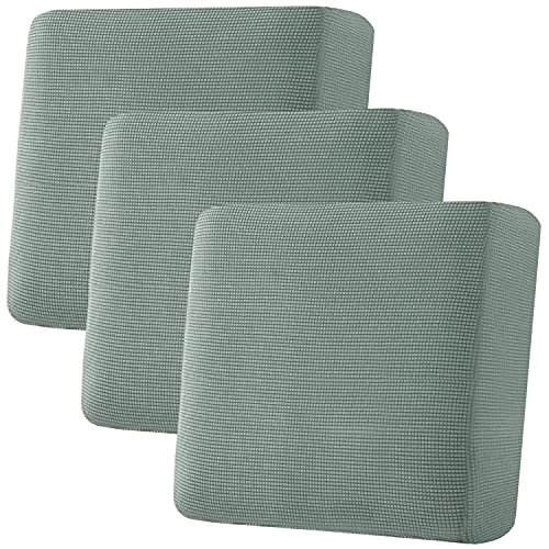 H.VERSAILTEX Super Stretch Individual Seat Cushion Covers Sofa Covers Couch Cushion Covers Slipcovers Featuring Thick Jacquard Textured Twill Fabric (3 Piece XL Sofa Cushion Covers, Sage)