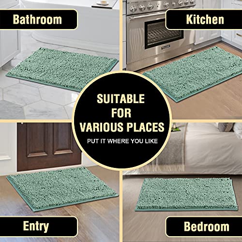 H.VERSAILTEX Bath Mat Bath Rug for Bathroom Luxury Chenille Bathroom Rug Mat Extra Soft and Absorbent Microfiber Shaggy Rugs Non Slip Rug Quick Dry Bath Mat Washable, 24 x 36 Inches, Aqua Foam