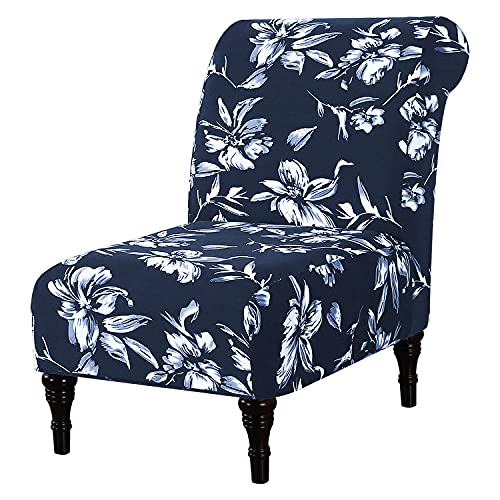 Armless Chair Slipcover High Stretch Accent Chair Cover Removable Chair Cover for Living Room Modern Furniture Protector with Elastic Bottom Thick Bouncy Modern Style, Machine Washable, Navy