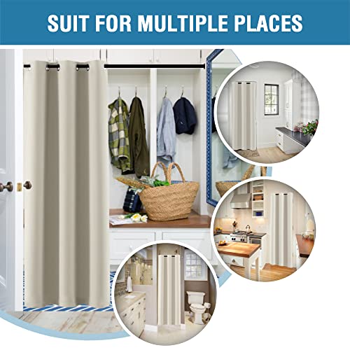 Doorway Curtain Blackout Closet Door Curtain Room Divider Window Treatment Curtain for Bedroom Thermal Insulated Privacy Drape Soundproof Grommet Door Curtain, 42 x 80 inches, 1 Panel, Ivory/Cream