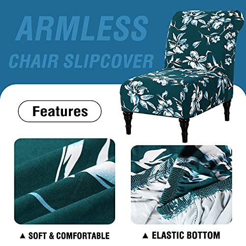 Armless Chair Slipcover High Stretch Accent Chair Cover Removable Chair Cover for Living Room Modern Furniture Protector with Elastic Bottom Thick Bouncy Modern Style, Machine Washable, Dark Teal