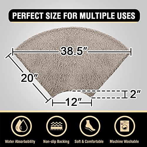 H.VERSAILTEX Toilet Rug Toilet Mats for Bathroom Curved Bath Mat Non Slip Corner Bath Rug Carpet for Toilet Extra Soft Thick Absorbent Contour Toilet Mat Washable, 20 x 38.5 inch - Taupe