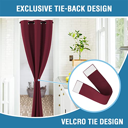 Doorway Curtain Blackout Closet Door Curtain Room Divider Window Treatment Curtain for Bedroom Thermal Insulated Privacy Drape Soundproof Grommet Door Curtain, 42 x 80 inches, 1 Panel, Burgundy