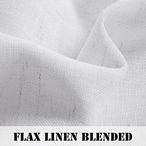 H.VERSAILTEX Tie Up Linen Curtains 63 Inch Length Nature Linen Textured Privacy Curtain Multi Hanging Ways Shade Balloon Window Shade Rod Pocket Casual Curtain - 42x63 - 2 Panels, Pure White