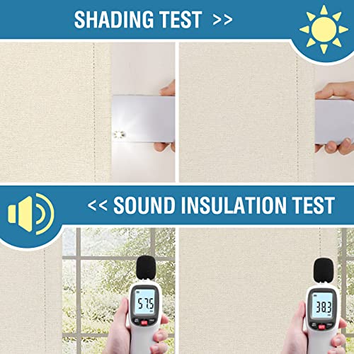 100% Blackout Linen Curtains 54 inches Long Thermal Curtains for Living Room Textured Burlap Curtains with Double Face Linen Grommet Soundproof Bedroom Curtains 52 x 54 Inch, 2 Panels - Ivory