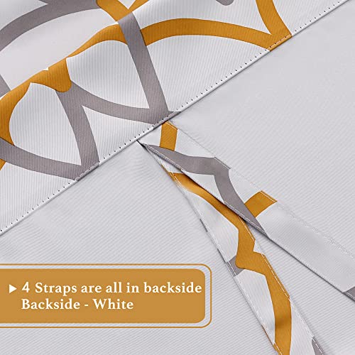 Blackout Curtain Thermal Insulated Adjustable Tie Up Shade Balloon Window Shade, Room Darkening Rod Pocket Curtain - 42" Wide by 63" Long - Mustard and Grey Geo Pattern